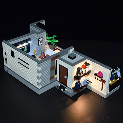 Juego de construcción de ingeniería para el hogar, arquitectura de casa con LED Litch, Queer Eye – Fantástico juego de construcción de 5 piezas compatible con Lego 10291 clásico con caja de pilas