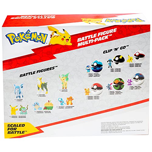 Juego de juguetes de Pokémon Battle Figure Multi Pack de 8 piezas, generación 8, incluye Pikachu, Eevee, Wooloo, Sneasel, Yamper, Ponyta, Sirfetch'd y Morpeko a partir de 4 años