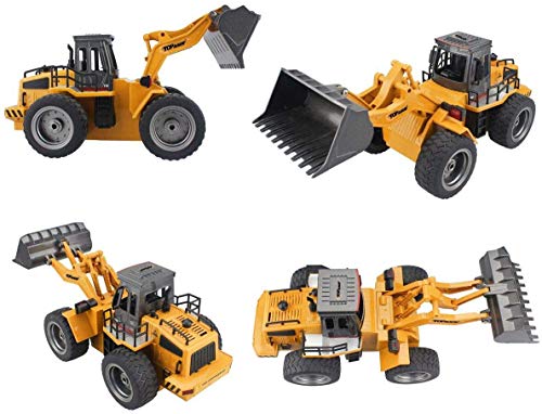 JUGUETECNIC │ Excavadora Teledirigida Bulldozer │ 6 Canales | Diseño Realista de Metal y ABS | Camión Construcción Excavadoras RC Juguetes RadioControl │ Escala 1:18