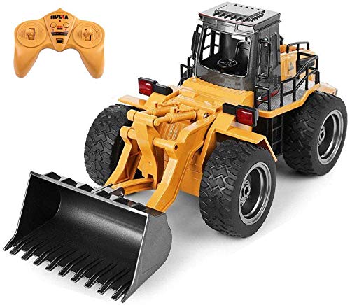 JUGUETECNIC │ Excavadora Teledirigida Bulldozer │ 6 Canales | Diseño Realista de Metal y ABS | Camión Construcción Excavadoras RC Juguetes RadioControl │ Escala 1:18