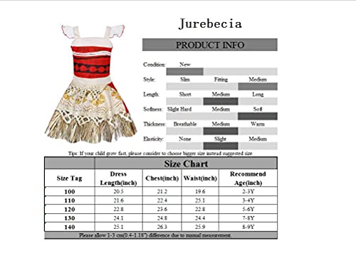 Jurebecia Vestido Moana para niños Conjuntos de Aventura Conjunto para niñas Vestidos de Princesa y Diademas Adjuntas Ropa para niños con Tiras y Collar Impreso Fiesta de cumpleaños de Halloween