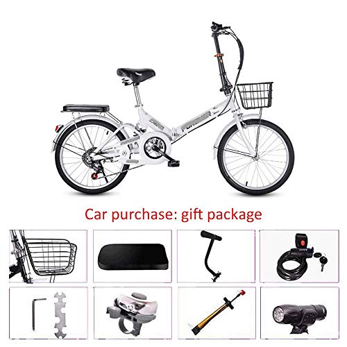 JYTFZD WENHAO Bicicleta Adulta Plegable, Asiento Ajustable de Velocidad de Cambio de Dedos de 6 velocidades de 20 Pulgadas, Resorte de Amortiguador Trasero, Bicicleta de cercanía cómoda y portátil