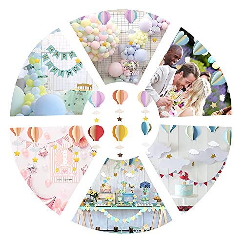 Kaimeilai 6 guirnaldas de papel con forma de globo aerostático en 3D con forma de estrella de nubes, adhesivos de pared para decoración de fiestas, baby shower, habitación infantil (6 colores)