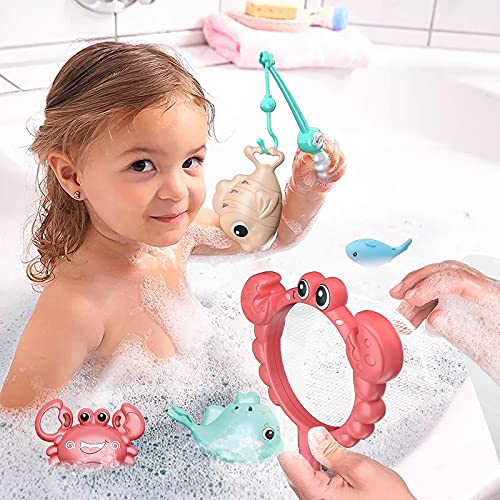 KAINSY Juguetes de Baño para, 7 pcs Juguetes Bañera Bebé Niños 1 2 3 4 5 años, Animal Juguetes para Bañera Piscina Agua para Bebé Niños Niñas