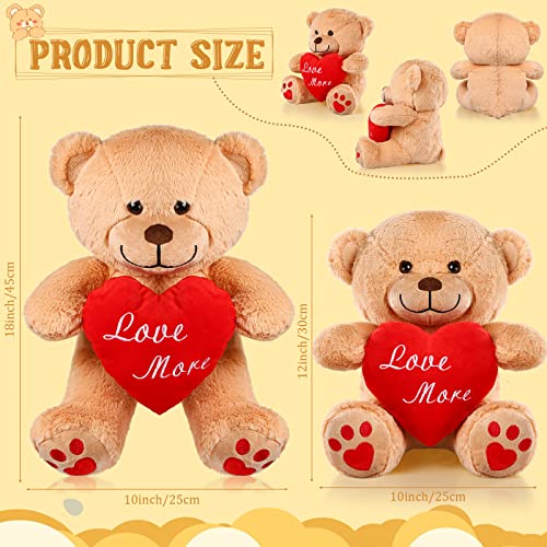 Kasyat Osito de Peluche de Novia Osito de Peluche Pequeño con Corazón Rojo Oso de Peluche San Valentín para Ella Oso de San Valentín de Niños Juguete Oso Peluche (Love More, Material Terciopelo)