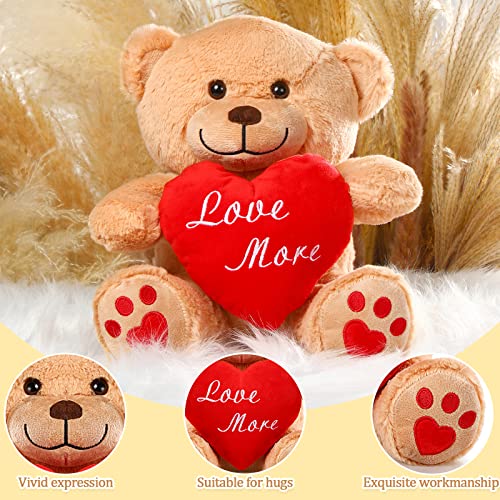 Kasyat Osito de Peluche de Novia Osito de Peluche Pequeño con Corazón Rojo Oso de Peluche San Valentín para Ella Oso de San Valentín de Niños Juguete Oso Peluche (Love More, Material Terciopelo)