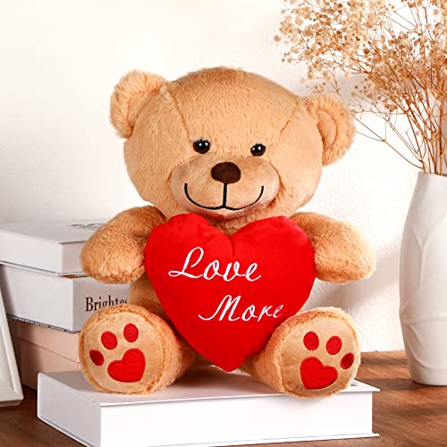 Kasyat Osito de Peluche de Novia Osito de Peluche Pequeño con Corazón Rojo Oso de Peluche San Valentín para Ella Oso de San Valentín de Niños Juguete Oso Peluche (Love More, Material Terciopelo)