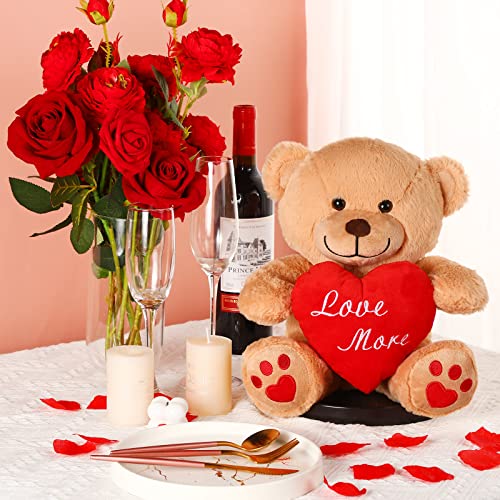 Kasyat Osito de Peluche de Novia Osito de Peluche Pequeño con Corazón Rojo Oso de Peluche San Valentín para Ella Oso de San Valentín de Niños Juguete Oso Peluche (Love More, Material Terciopelo)