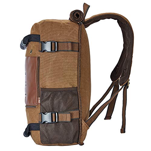 KAUKKO Mochila de Senderismo Piel al aire libre Mochila Excursion Multifuncional Bolsa Mochila para Hombre Mujer 22L (Caqui)