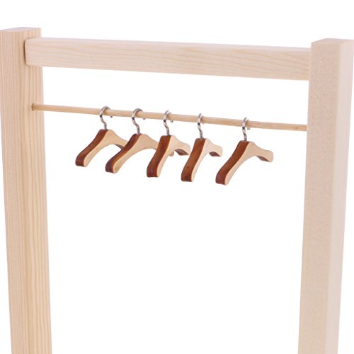 KESOTO Ropa de Madera Estantería Y Percha para Muñecas BJD 1/6