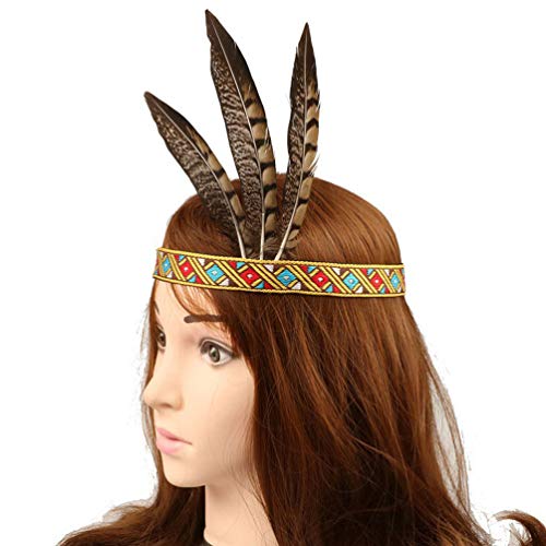 KESYOO - Diadema de plumas, estilo indio, hippie vintage, tocado para el cabello, para niños, adultos, carnaval, fiestas, cosplay, disfraces, disfraz de escenario