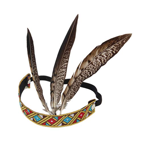 KESYOO - Diadema de plumas, estilo indio, hippie vintage, tocado para el cabello, para niños, adultos, carnaval, fiestas, cosplay, disfraces, disfraz de escenario