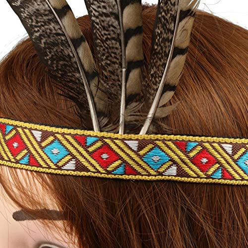 KESYOO - Diadema de plumas, estilo indio, hippie vintage, tocado para el cabello, para niños, adultos, carnaval, fiestas, cosplay, disfraces, disfraz de escenario