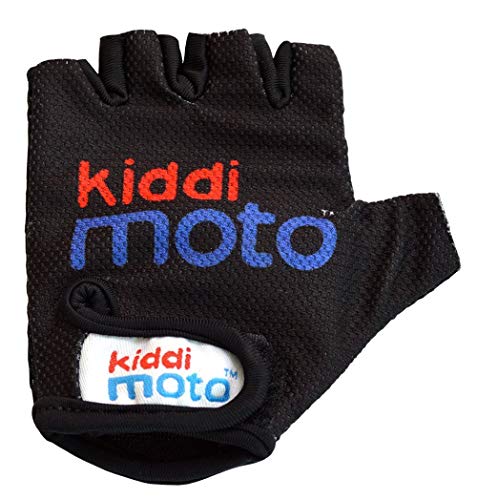 Kiddimoto Guantes de Ciclismo sin Dedos para Infantil (niñas y niños) - Bicicleta, MTB, BMX, Carretera, Montaña - Negro - Talla: M (5-8 años)