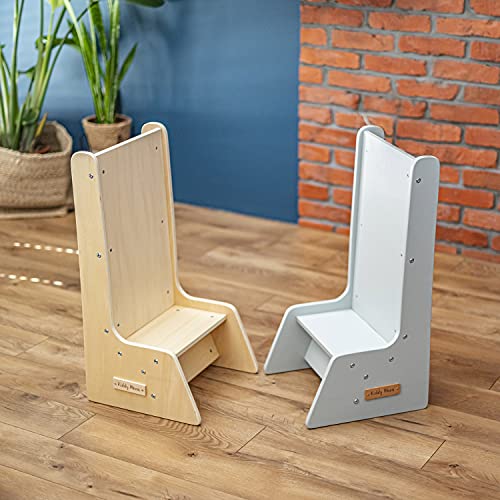 KiddyMoon Tobogán Y Silla 2 En 1 De Madera para Niños, Natural