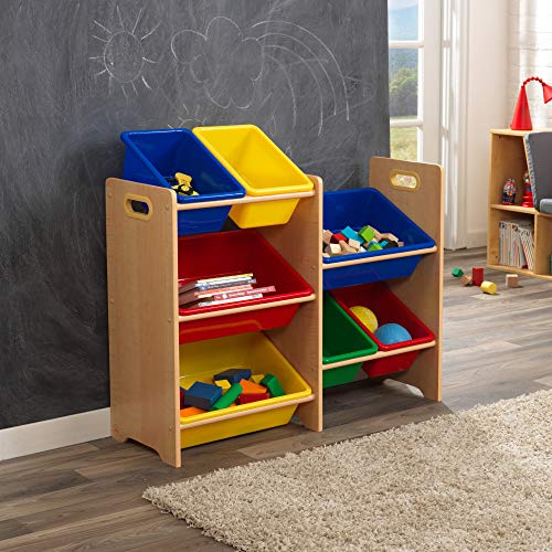 KidKraft 15470 Estantería infantil Sort It and Store It con 7 contenedores para almacenaje, muebles para salas de juego y dormitorio de niños - Primario y natural