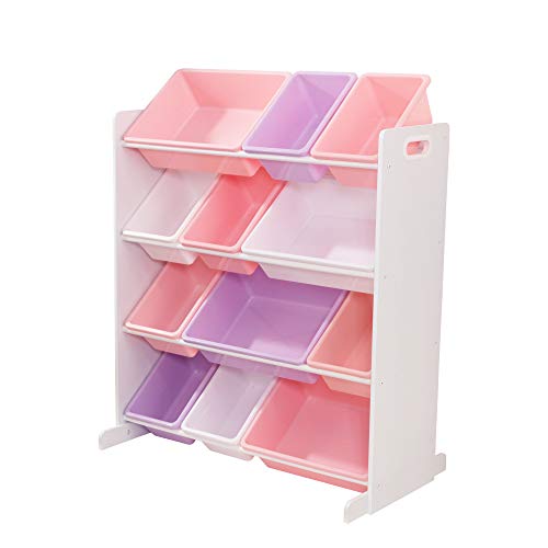 KidKraft- Mueble clasificador y organizador de juguetes con 12 contenedores en colores pastel y blanco para cuarto infantil Sort It & Store It , Color Pastel y Blanco (15450)