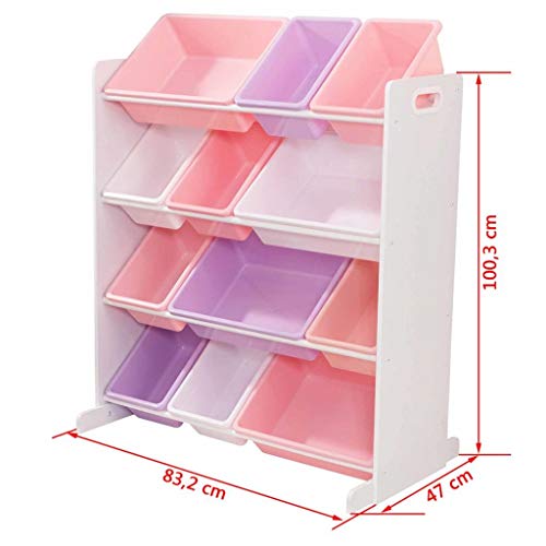 KidKraft- Mueble clasificador y organizador de juguetes con 12 contenedores en colores pastel y blanco para cuarto infantil Sort It & Store It , Color Pastel y Blanco (15450)