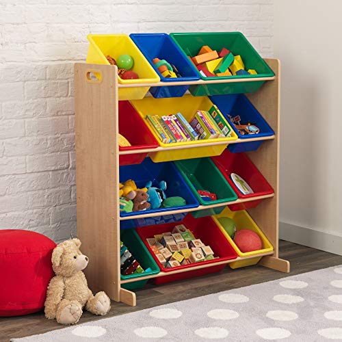 KidKraft- Sort It & Store It Mueble clasificador y organizador de juguetes con 12 contenedores para cuarto infantil , Color Primario/Natural (16774) , color/modelo surtido