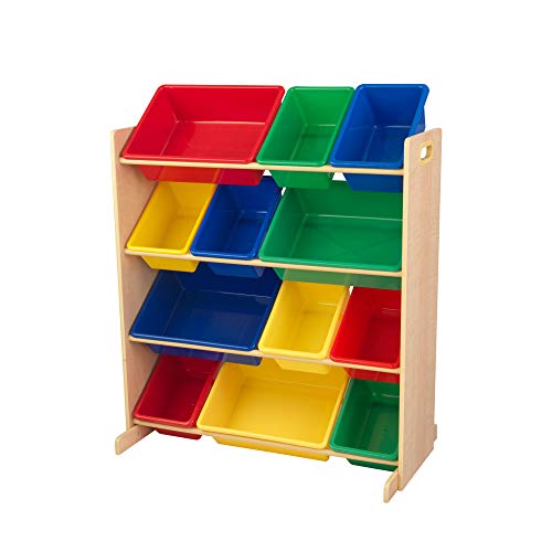 KidKraft- Sort It & Store It Mueble clasificador y organizador de juguetes con 12 contenedores para cuarto infantil , Color Primario/Natural (16774) , color/modelo surtido