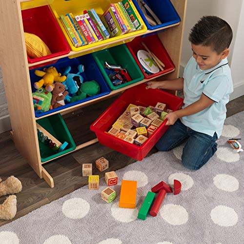 KidKraft- Sort It & Store It Mueble clasificador y organizador de juguetes con 12 contenedores para cuarto infantil , Color Primario/Natural (16774) , color/modelo surtido