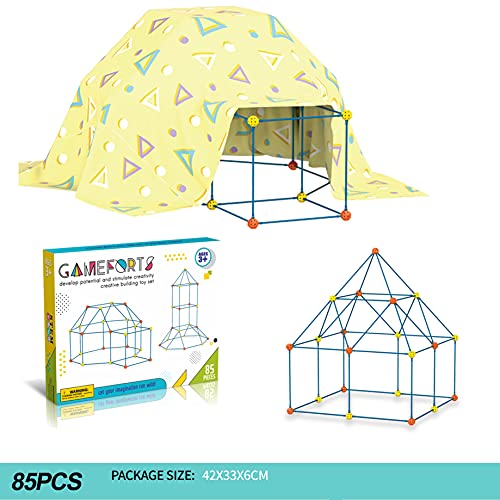 Kids Fort Building Kit Piezas-creative Fort Toy Para Niños Y Niñas De 3,4, 5,6,7 Años De Edad-Juguetes De Aprendizaje Diy Construcción De Castillos Túneles Tienda De Campaña Rocket Tower Interior 85ps