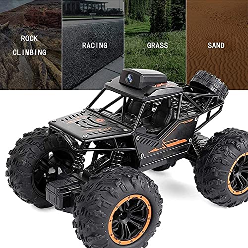 Kioiien Juguete para niños Todo terreno control remoto coche rc coche eléctrico APAGADO Road Monster 200 10,000 Pixel Cámara Grabación en tiempo real 1:18 2.4GHz 4WD Metal Shell Double Machine Toy Reg