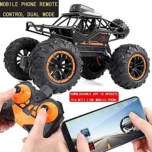 Kioiien Juguete para niños Todo terreno control remoto coche rc coche eléctrico APAGADO Road Monster 200 10,000 Pixel Cámara Grabación en tiempo real 1:18 2.4GHz 4WD Metal Shell Double Machine Toy Reg