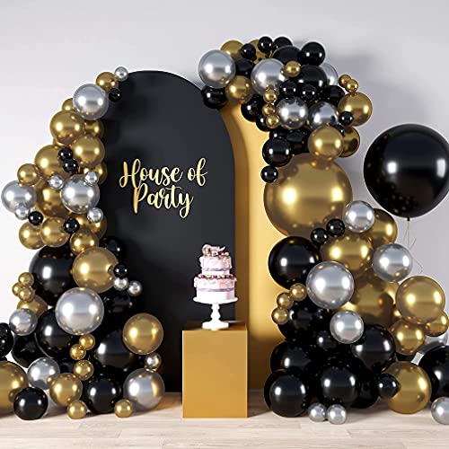 Kit de Guirnaldas con Globos Plata Oro Negro , Globos De Cumpleaños Niña, Globos Rosas y Blancos Arcos de Globos para Decoracion Cumpleaños Boda Baby Shower