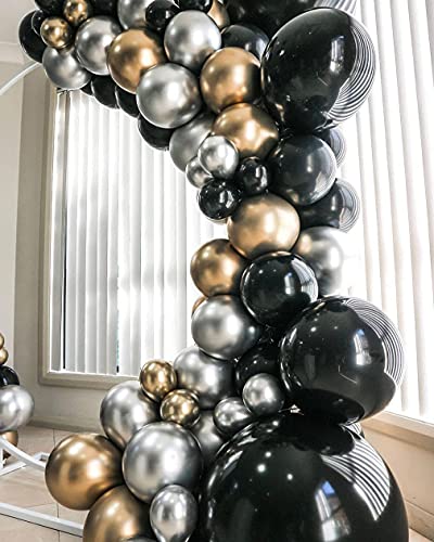 Kit de Guirnaldas con Globos Plata Oro Negro , Globos De Cumpleaños Niña, Globos Rosas y Blancos Arcos de Globos para Decoracion Cumpleaños Boda Baby Shower