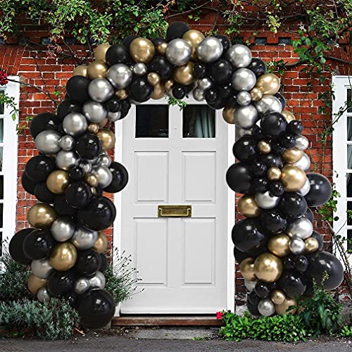 Kit de Guirnaldas con Globos Plata Oro Negro , Globos De Cumpleaños Niña, Globos Rosas y Blancos Arcos de Globos para Decoracion Cumpleaños Boda Baby Shower