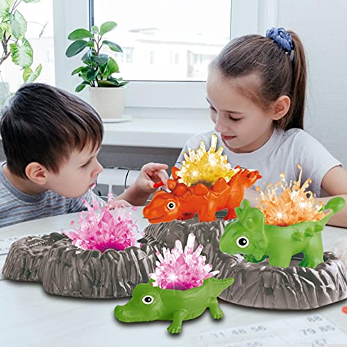 Kit de juguetes para cultivar cristales de bricolaje, kit de exploración de la ciencia con 4 dinosaurios, regalos creativos para el cultivo de la creatividad y la promoción de la relación entre padres