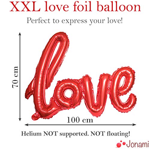 Kit Romántico de Globos, Globo Love XXL, 6 Globos Helio Corazón Rojo,4 Globos de Confeti,10 Globos de látex Decoración Romantica Día de San Valentín Bodas Nupcial Aniversario y Compromiso