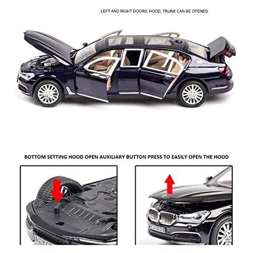 Kits Juguete Modelo Coche Clásico 1:24 For BMW 760 Edición Extendida Aleación Sonido Y Luz 6 Puertas Tire hacia Atrás Modelo De Coche Decoración Regalo Recuerdo Expresión De Amor (Color : 1)