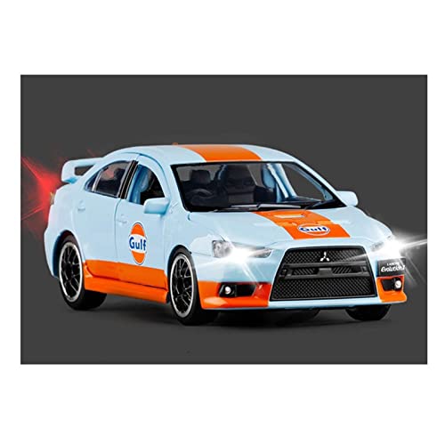 Kits Juguete Modelo Coche Clásico 1/32 For Lancer EVO X 10 Gulf Petroleum Modelo Coche Juguete Simulación Sonido Y Luz Apertura Puerta Coche De Juguete De Fundición A Presión Expresión De Amor