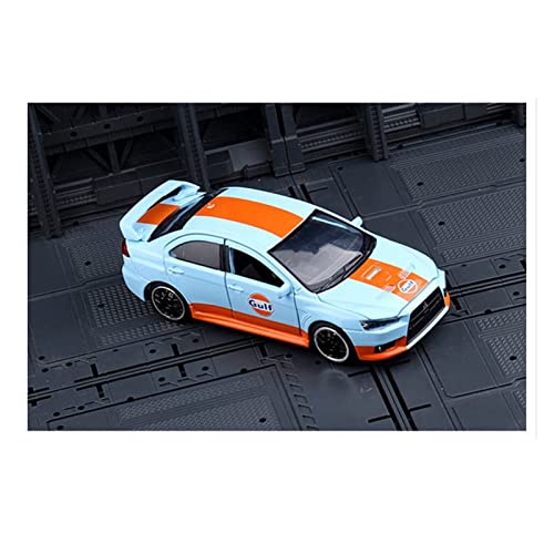 Kits Juguete Modelo Coche Clásico 1/32 For Lancer EVO X 10 Gulf Petroleum Modelo Coche Juguete Simulación Sonido Y Luz Apertura Puerta Coche De Juguete De Fundición A Presión Expresión De Amor