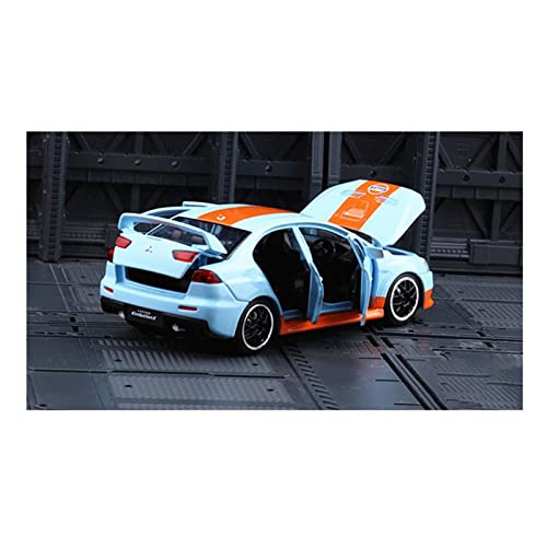 Kits Juguete Modelo Coche Clásico 1/32 For Lancer EVO X 10 Gulf Petroleum Modelo Coche Juguete Simulación Sonido Y Luz Apertura Puerta Coche De Juguete De Fundición A Presión Expresión De Amor