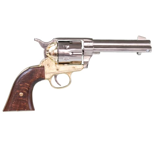 KOLSER Quality Replica Pistola Colt 45 Old West. Color NIQUELADO Y CACHAS DE Madera AUTÉNTICA. 25.5 CM. Peso 1130 GR.