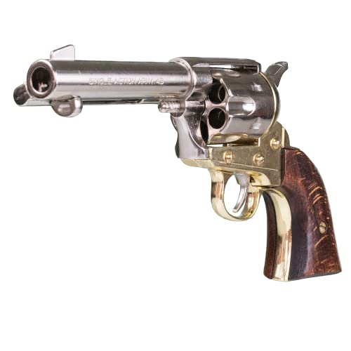 KOLSER Quality Replica Pistola Colt 45 Old West. Color NIQUELADO Y CACHAS DE Madera AUTÉNTICA. 25.5 CM. Peso 1130 GR.