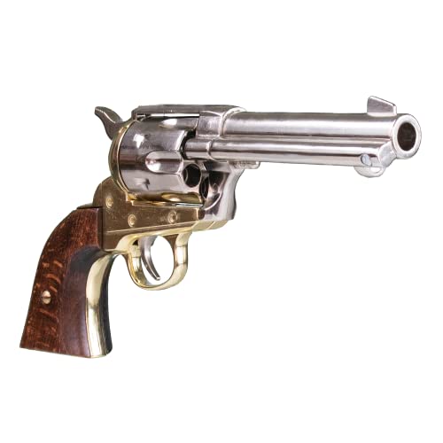 KOLSER Quality Replica Pistola Colt 45 Old West. Color NIQUELADO Y CACHAS DE Madera AUTÉNTICA. 25.5 CM. Peso 1130 GR.