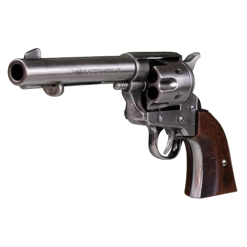 KOLSER Revolver Colt Peacemaker 5'5" USA 1873 Color Metal NIQUEL Pulido Y CACHAS EN Madera AUTÉNTICA 27CM