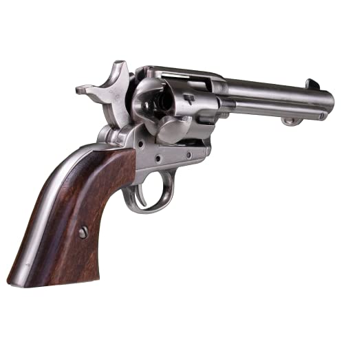 KOLSER Revolver Colt Peacemaker 5'5" USA 1873 Color Metal NIQUEL Pulido Y CACHAS EN Madera AUTÉNTICA 27CM