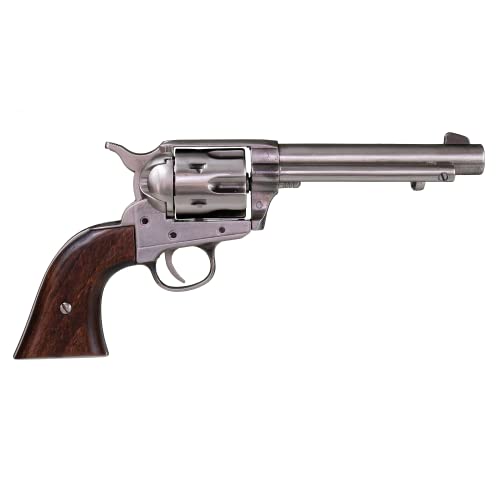 KOLSER Revolver Colt Peacemaker 5'5" USA 1873 Color Metal NIQUEL Pulido Y CACHAS EN Madera AUTÉNTICA 27CM