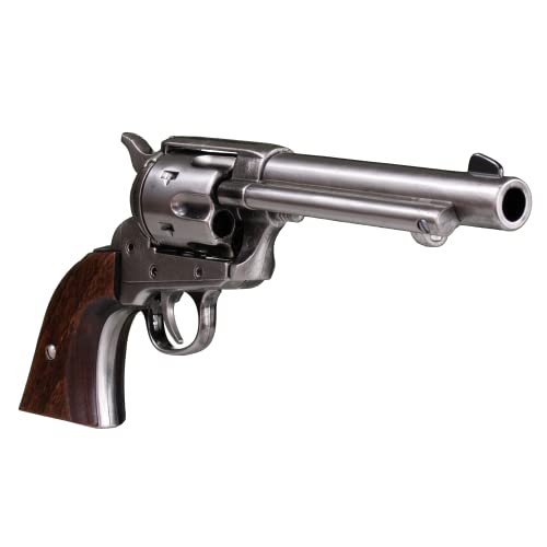 KOLSER Revolver Colt Peacemaker 5'5" USA 1873 Color Metal NIQUEL Pulido Y CACHAS EN Madera AUTÉNTICA 27CM