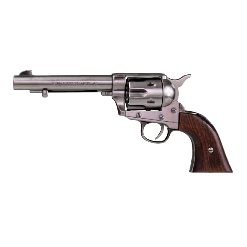 KOLSER Revolver Colt Peacemaker 5'5" USA 1873 Color Metal NIQUEL Pulido Y CACHAS EN Madera AUTÉNTICA 27CM