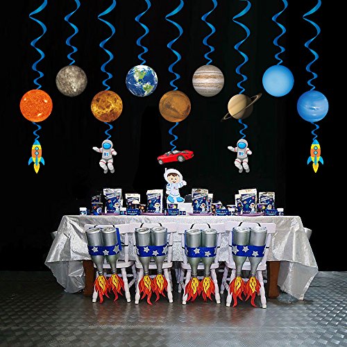 Konsait Sistema Solar decoración Colgante remolinos (14Pack), Adornos de espirales serpentinas para Infantiles Niños Bebés Habitación Techo cumpleaños Fiesta decoración Suministros