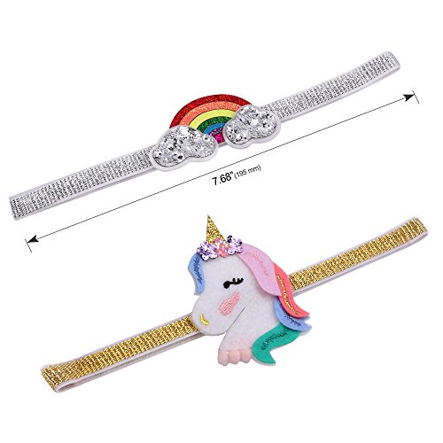 Konsait Unicornio Lazo de Pelo Elástico Banda, Horquillas De Pelo Clips, Vendas del Unicornio y Arco Iris para Bebé niños niñas Fiestas Infantiles Unicornio cumpleaños de Regalo piñata (23 Piezas)