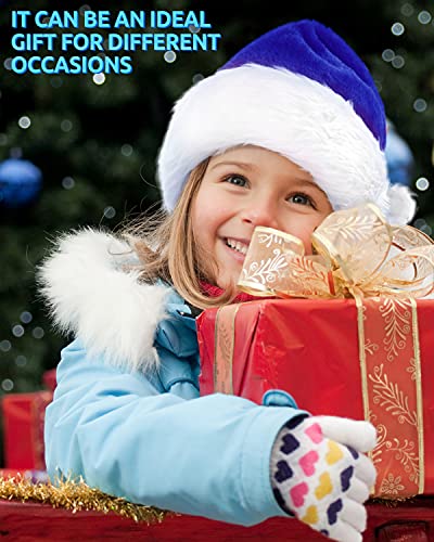 KONVINIT Gorros de Navidad de Felpa de Papá Noel Peludo Gorro papá Noel Sombrero de Navidad X-Mas Sombrero de Papá Noel adulto,Azul