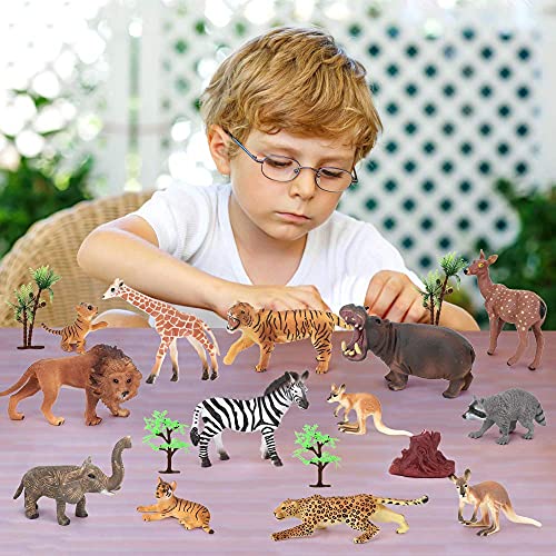 kramow 18 Piezas Juguetes Animales para niños 2 años,Figurines Juguetes de Animales Salvajes Educativo Regalo para niños niñas