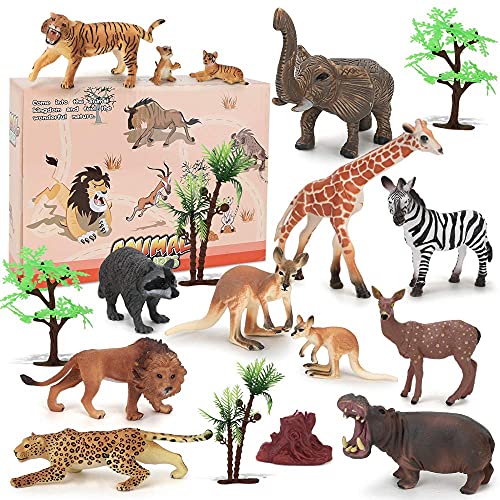 kramow 18 Piezas Juguetes Animales para niños 2 años,Figurines Juguetes de Animales Salvajes Educativo Regalo para niños niñas